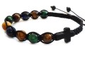 Bransoletka różaniec na rękę - kolorowe tygrysie oko 8849 [p10]