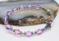 Bransoletka różaniec na rękę - fioletowe cyrkonie opalizujące 9007 [p22]