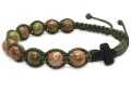 Bransoletka różaniec sznurkowy z kamieni oliwkowy unakit 9192