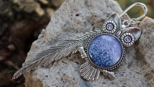 Zakładka do książki śliczna duża sowa  fiołkowa 8411 [052]