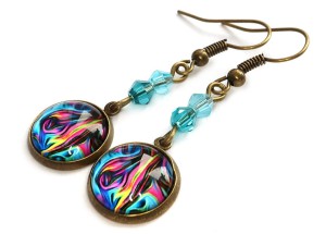 Kolczyki kolorowe - antyczne złoto 8737 [k1]