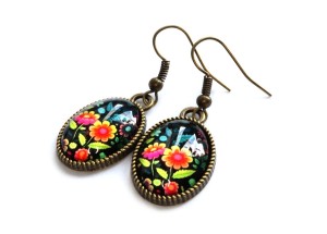 Kolczyki folkowe - antyczne złoto 8802 [k1]