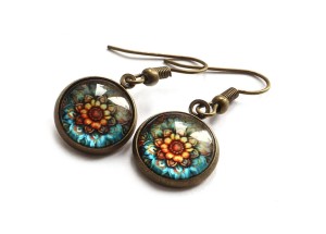 Kolczyki antyczne złoto - wzór Mandala 8839 [k1]