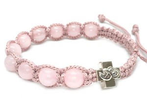 Bransoletka różaniec na rękę Kwarc różowy 9194