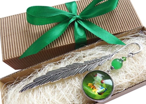 8125zakłądka do książki na prezent żabka żaba żabcia zielona.jpg