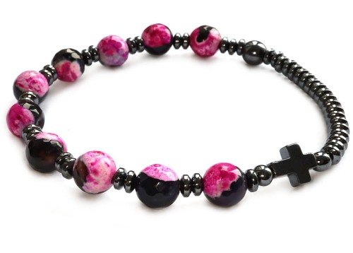 8462 RÓŻANIEC NA RĘKĘ DAMSKI Z AGATÓW I HEMATYTU.jpg