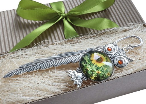 Zakładka do książki - ciekawa sowa ze słonecznikami 8838 [p6]