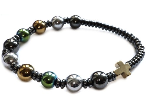 Bransoletka różaniec na rękę - hematyt 3 kolory 8878 [p19]