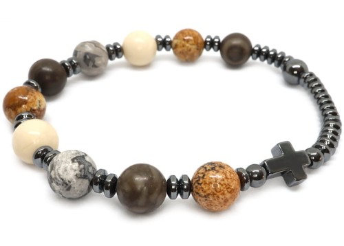 Bransoletka różaniec na rękę z kamieni 8920 [p4]