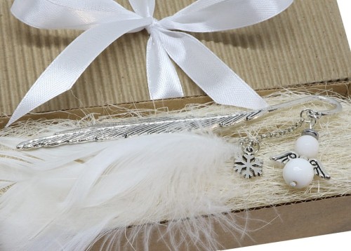 Zakładka do książki - pióro + biały anioł 8931 [028]