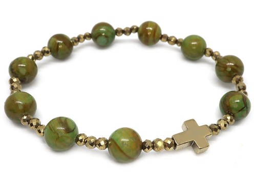 Bransoletka różaniec na rękę z kamieni w złocie 8958 [p9]