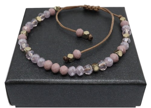 Delikatna bransoletka w kolorze wrzosowym w pudełku 9073 [p23]