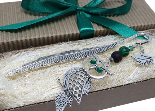 Zakładka do książki prezent dla nauczyciela - sowa, biret, kamienie 9080