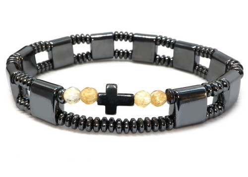 Bransoletka męska - różaniec na rękę męski - hematyt, cytryn 9157 [04]