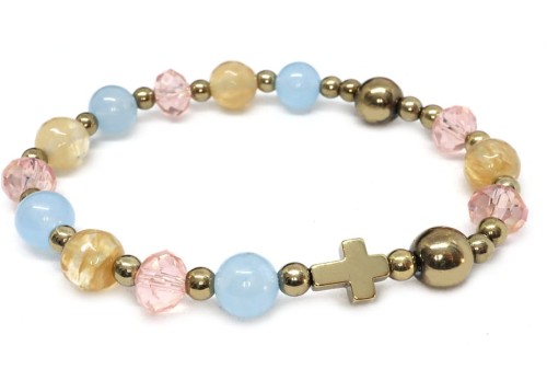 Bransoletka różaniec z kamieni - pastelowy - 9156 [71]