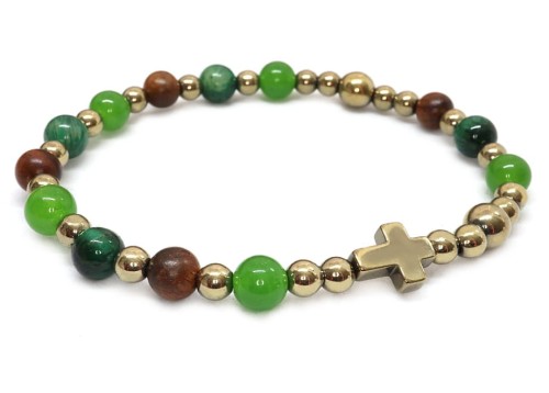 Bransoletka różaniec na rękę z kamieni w złocie 9195 [hb20]