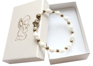 Różaniec bransoletka dla dziewczynki - pamiątka Komunii Św. 8286 [sz7]
