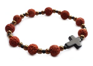 Bransoletka różaniec na rękę - dziesiątka lawa 8366 [sz9]