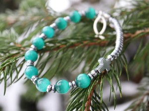 Różaniec dziesiątka na rękę - kocie oko, hematyt 8445 [9]