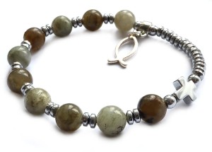 Różaniec bransoletka na rękę z naturalnych kamieni labradorytu 8453 [sz9]