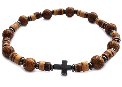 8459 różaniec na rękę dziesiątka naturalna kokos drewno wenge hematyt.jpg