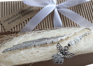 Zakładka do książki Anioł pamiątka Komunii Dedykacja 8554 [k73]