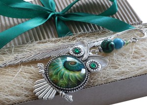 Zakładka do książki - piękna, elegancka zielona sowa 8833 [p10]