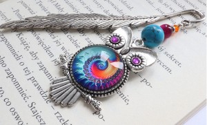 Zakładka do książki - piękna kolorowa sowa z kamieniami 8857 [014]