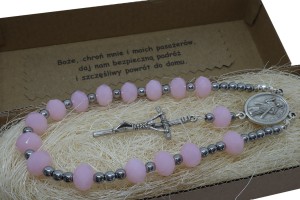 Różaniec samochodowy dla niej - piękne pastelowe kryształy 9225 [sz8]