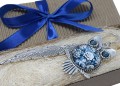 Zakładka do książki metalowa - pióro i sowa kwiatowa w pudełku 9246 [039]