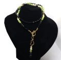 Naszyjnik zielony cieniowany  naturalny jadeit, turmalin, cytryn 9247 [sz8]